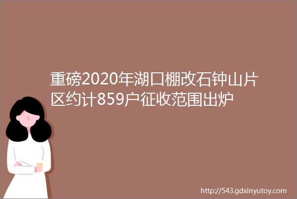 重磅2020年湖口棚改石钟山片区约计859户征收范围出炉