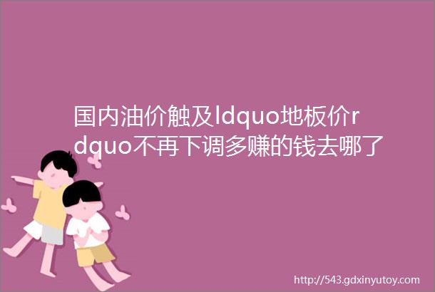 国内油价触及ldquo地板价rdquo不再下调多赚的钱去哪了