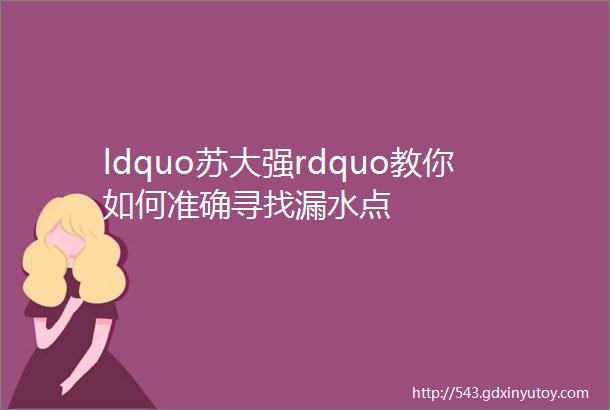 ldquo苏大强rdquo教你如何准确寻找漏水点