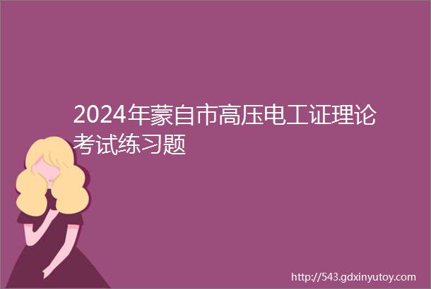 2024年蒙自市高压电工证理论考试练习题