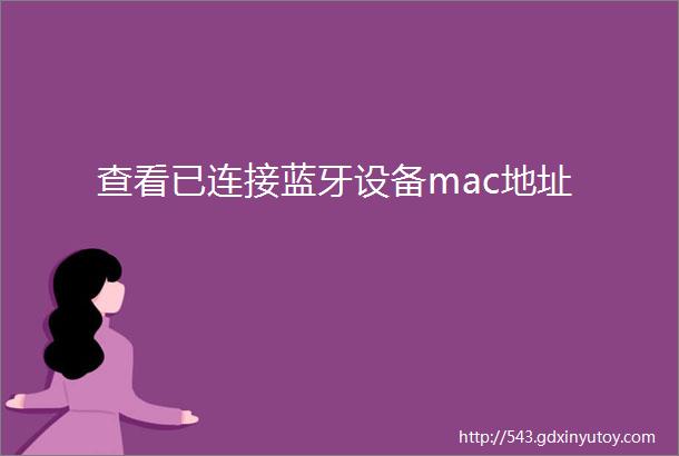 查看已连接蓝牙设备mac地址