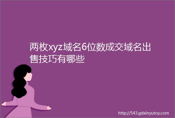 两枚xyz域名6位数成交域名出售技巧有哪些