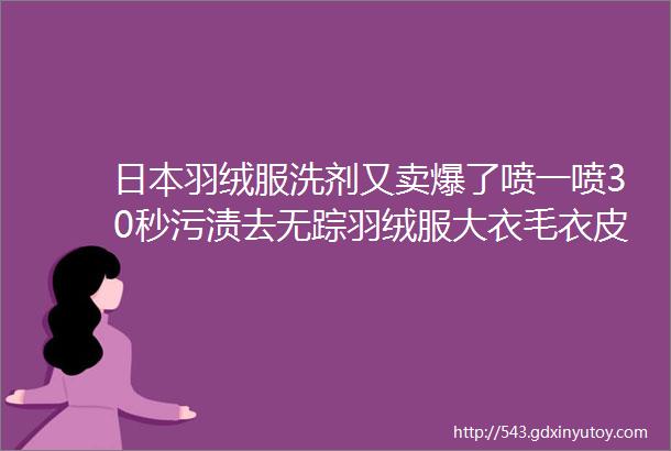 日本羽绒服洗剂又卖爆了喷一喷30秒污渍去无踪羽绒服大衣毛衣皮衣都能用