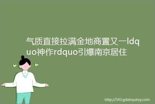 气质直接拉满金地商置又一ldquo神作rdquo引爆南京居住革命