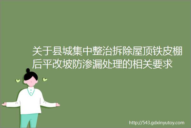 关于县城集中整治拆除屋顶铁皮棚后平改坡防渗漏处理的相关要求