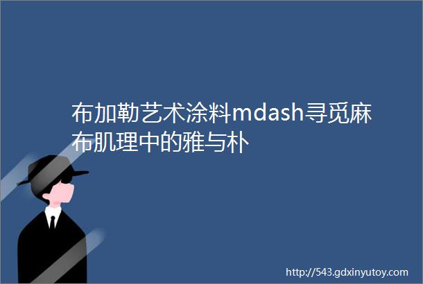 布加勒艺术涂料mdash寻觅麻布肌理中的雅与朴