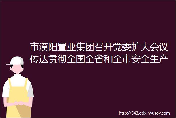 市漠阳置业集团召开党委扩大会议传达贯彻全国全省和全市安全生产电视电话会议精神