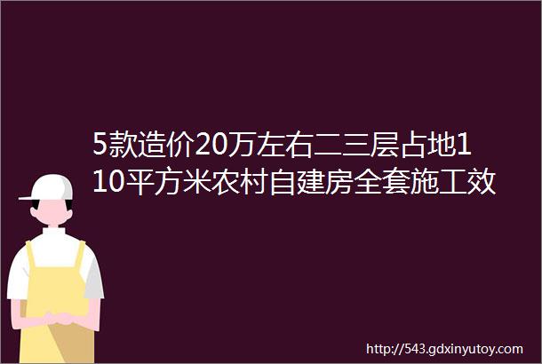 5款造价20万左右二三层占地110平方米农村自建房全套施工效果图