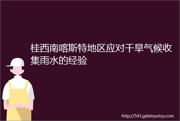 桂西南喀斯特地区应对干旱气候收集雨水的经验