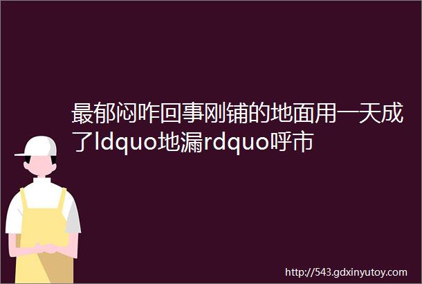 最郁闷咋回事刚铺的地面用一天成了ldquo地漏rdquo呼市买家称这个商家不诚信