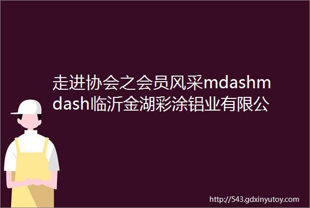 走进协会之会员风采mdashmdash临沂金湖彩涂铝业有限公司