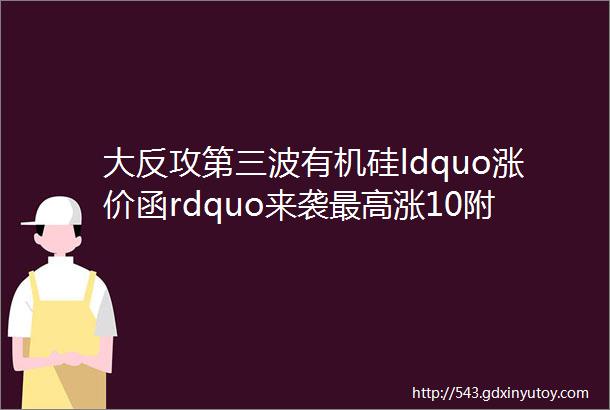 大反攻第三波有机硅ldquo涨价函rdquo来袭最高涨10附图