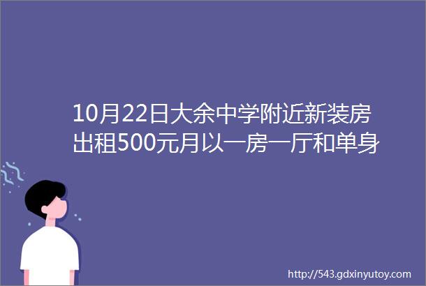 10月22日大余中学附近新装房出租500元月以一房一厅和单身公寓为主配独立厨卫