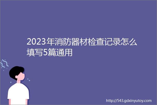 2023年消防器材检查记录怎么填写5篇通用