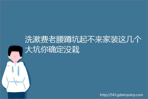 洗漱费老腰蹲坑起不来家装这几个大坑你确定没栽