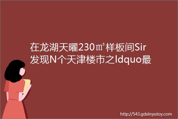 在龙湖天曜230㎡样板间Sir发现N个天津楼市之ldquo最rdquo