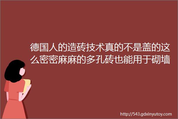 德国人的造砖技术真的不是盖的这么密密麻麻的多孔砖也能用于砌墙