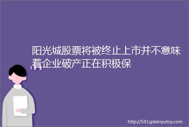 阳光城股票将被终止上市并不意味着企业破产正在积极保