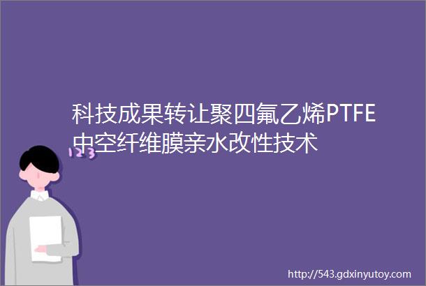 科技成果转让聚四氟乙烯PTFE中空纤维膜亲水改性技术