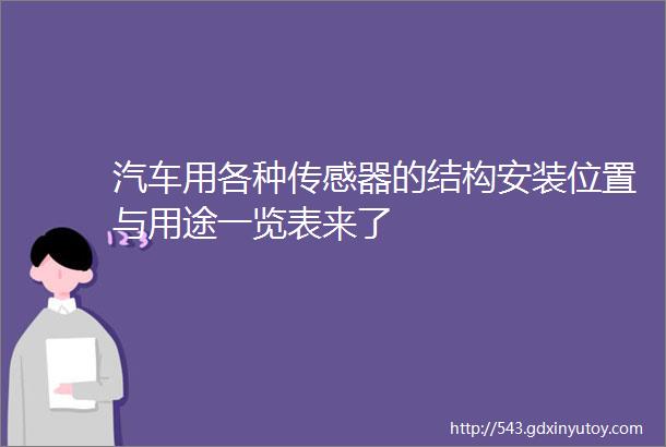 汽车用各种传感器的结构安装位置与用途一览表来了