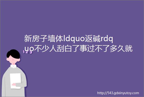 新房子墙体ldquo返碱rdquo不少人刮白了事过不了多久就ldquo二次返碱rdquo