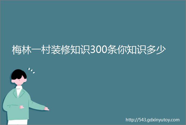 梅林一村装修知识300条你知识多少